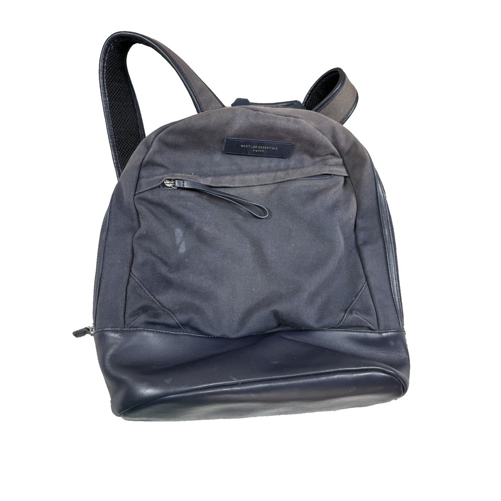 Want Les Essentiels Backpack Kastrup Navy Leather-Trimmed Organic‎ Cotton-Canvas